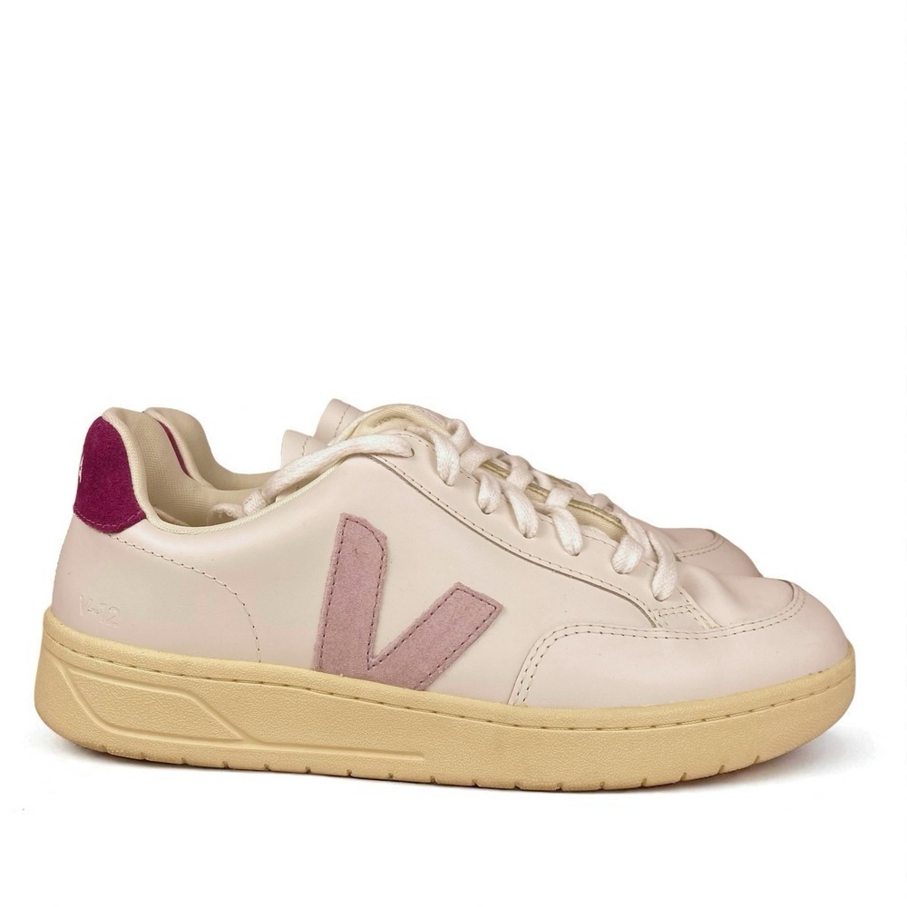 Veja‎ V-12 Leather White Parme Magenta Shoes Womens Size 9